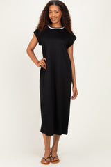Black Side Slit Midi Dress