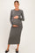 Olive Ribbed Fitted Long Sleeve Maternity Midi Dress