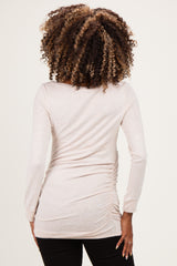 Beige Soft Knit Ruched Maternity Top