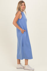 Chambray Blue Sleeveless Midi Dress
