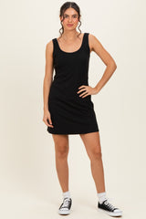 Black Ribbed Active Romper Dress
