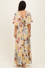 Yellow Floral V-Neck Maxi Dress