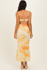 Butter Yellow Floral Cutout Back Maxi Dress