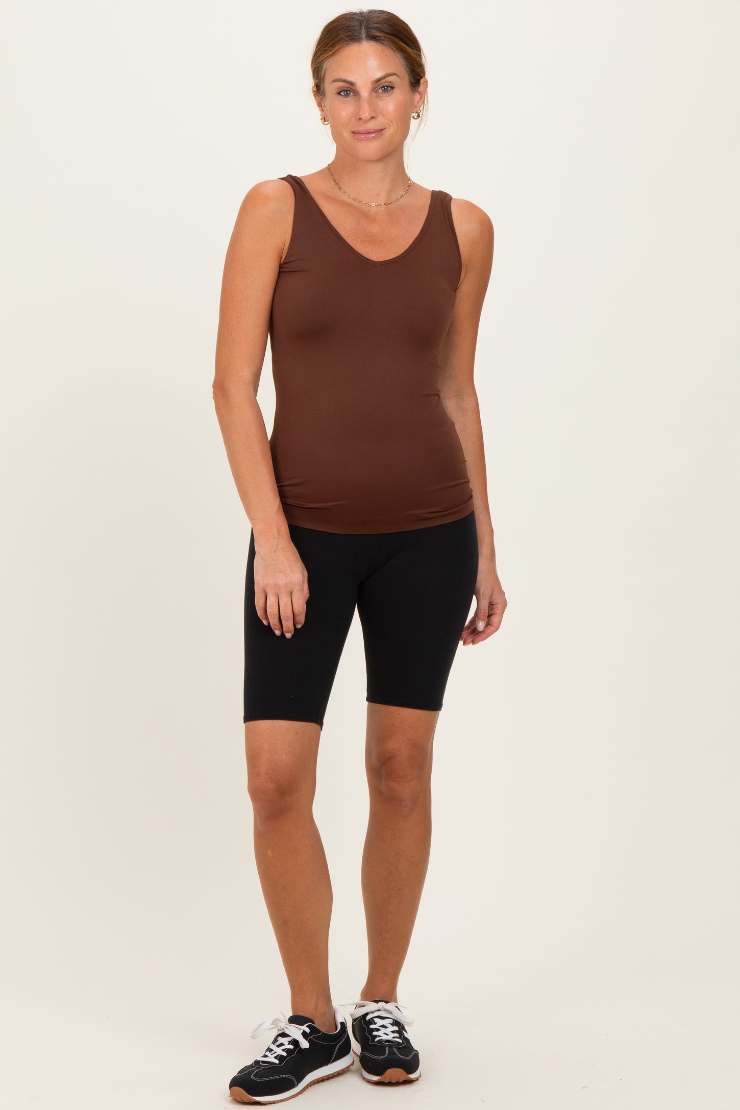 Brown Sleeveless Fitted Tank Top