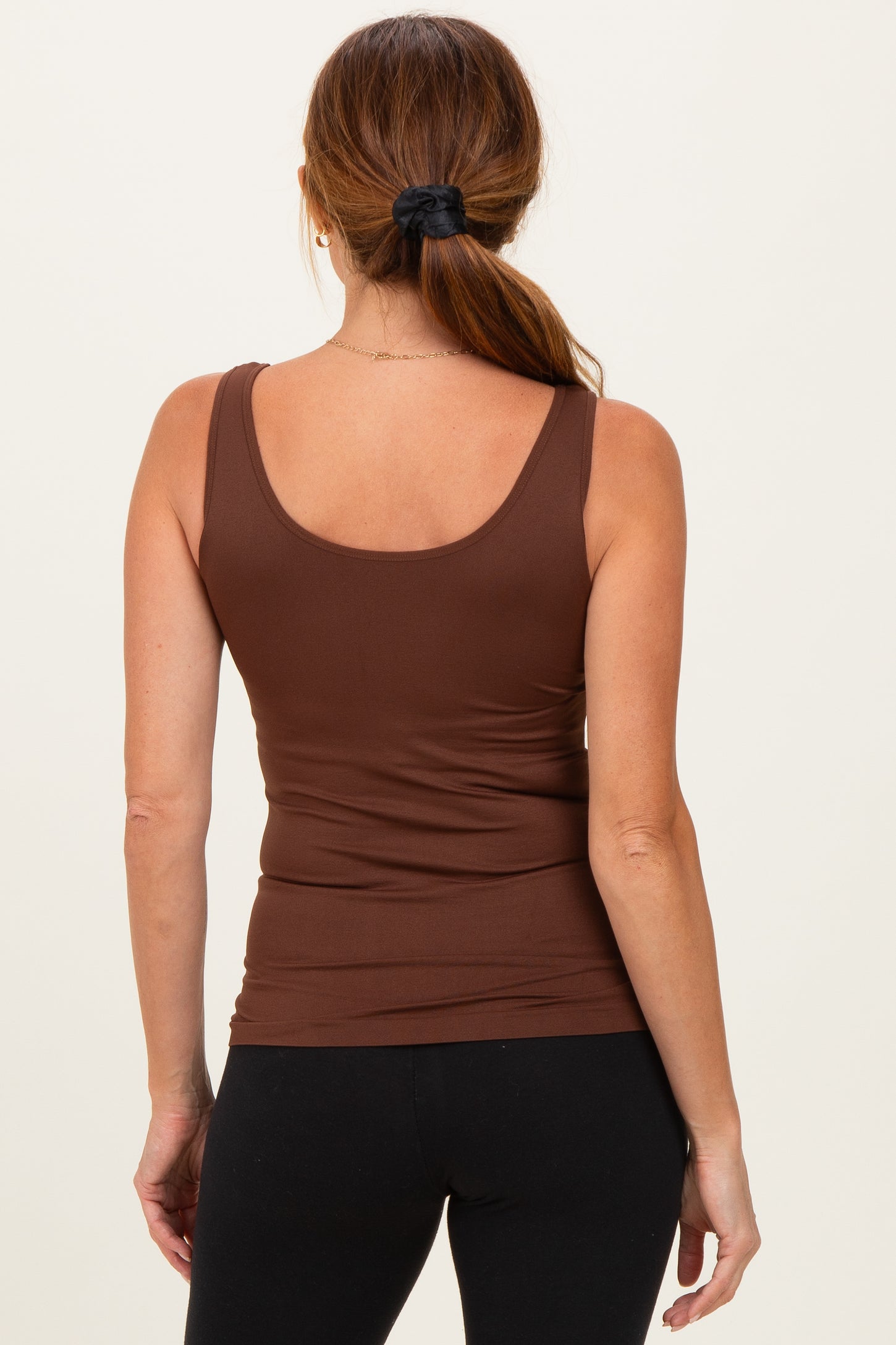 Brown Sleeveless Fitted Tank Top