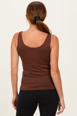 Brown Sleeveless Fitted Tank Top