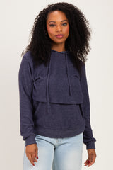 Navy Double Layer Long Sleeve Nursing Hoodie