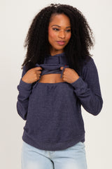 Navy Double Layer Long Sleeve Nursing Hoodie