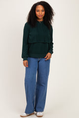 Hunter Green Double Layer Long Sleeve Nursing Hoodie