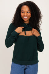 Hunter Green Double Layer Long Sleeve Nursing Hoodie