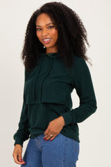 Hunter Green Double Layer Long Sleeve Nursing Hoodie