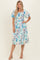 Blue Floral Smocked Puff Sleeve Midi Dress