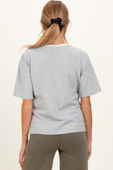Heather Grey Relaxed Fit Contrast Neckline Maternity Tee