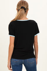 Black Contrast Trim Boxy Fit Maternity Tee
