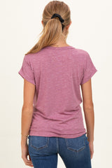 Mauve Slub Knit Maternity V-Neck Top