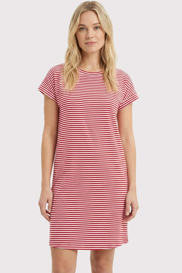 Red Striped Basic Maternity Dress