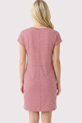 Red Striped Basic Dress