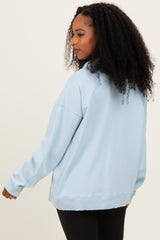 Light Blue Snap Collar Oversized Sweatshirt