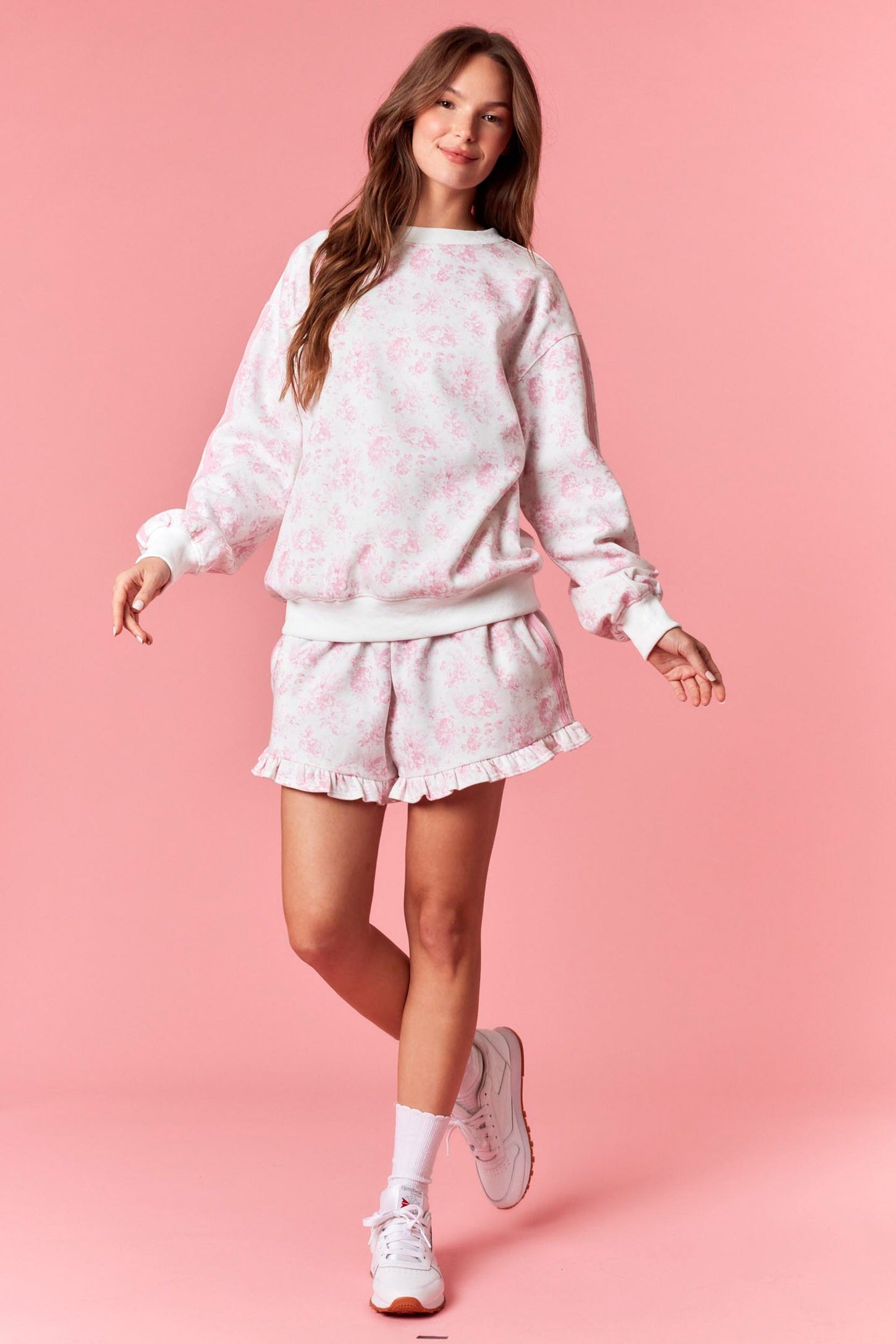 Light Pink Floral French Terry Sweatshirt