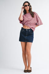 Chocolate Oversized Striped Boyfriend Tee
