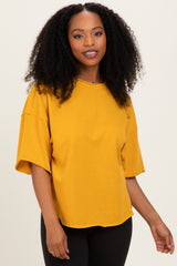 Mustard Raw Cut Edge Boxy Tee