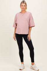 Blush Raw Cut Edge Maternity Boxy Tee