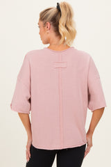 Blush Raw Cut Edge Maternity Boxy Tee