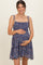 Navy Floral Shoulder Tie Tiered Maternity Mini Dress