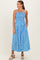 Blue Striped Smocked Midi Dress