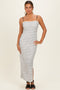 Off White Textured Stripe Beaded Strap Maxi Dress