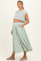 Sage Crop Top Midi Skirt Maternity Set