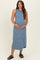 Blue Striped Sleeveless Maternity Midi Tank Dress