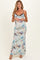 Light Blue Floral Lace Mesh Maternity Maxi Dress