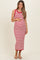 Red Striped Crochet Knit Maternity Midi Dress