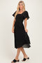 Black Polka Dot Smocked Midi Dress