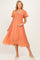 Salmon Polka Dot Smocked Maternity Midi Dress