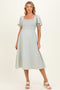 Light Sage Gingham Smocked Maternity Midi Dress