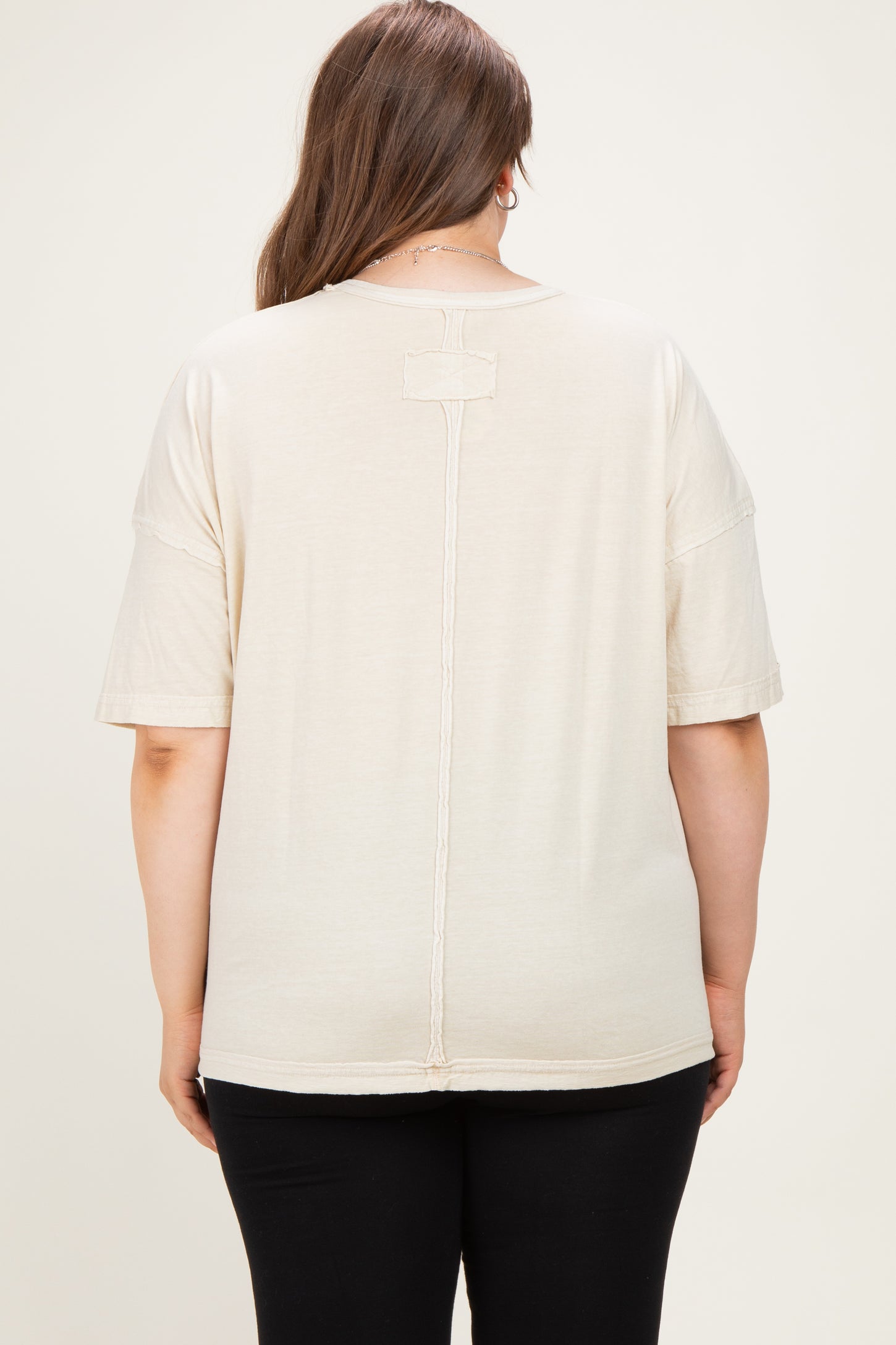 Khaki Vintage Wash Exposed Seam Maternity Plus T-Shirt