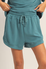 Teal Drawstring Relaxed Fit Shorts