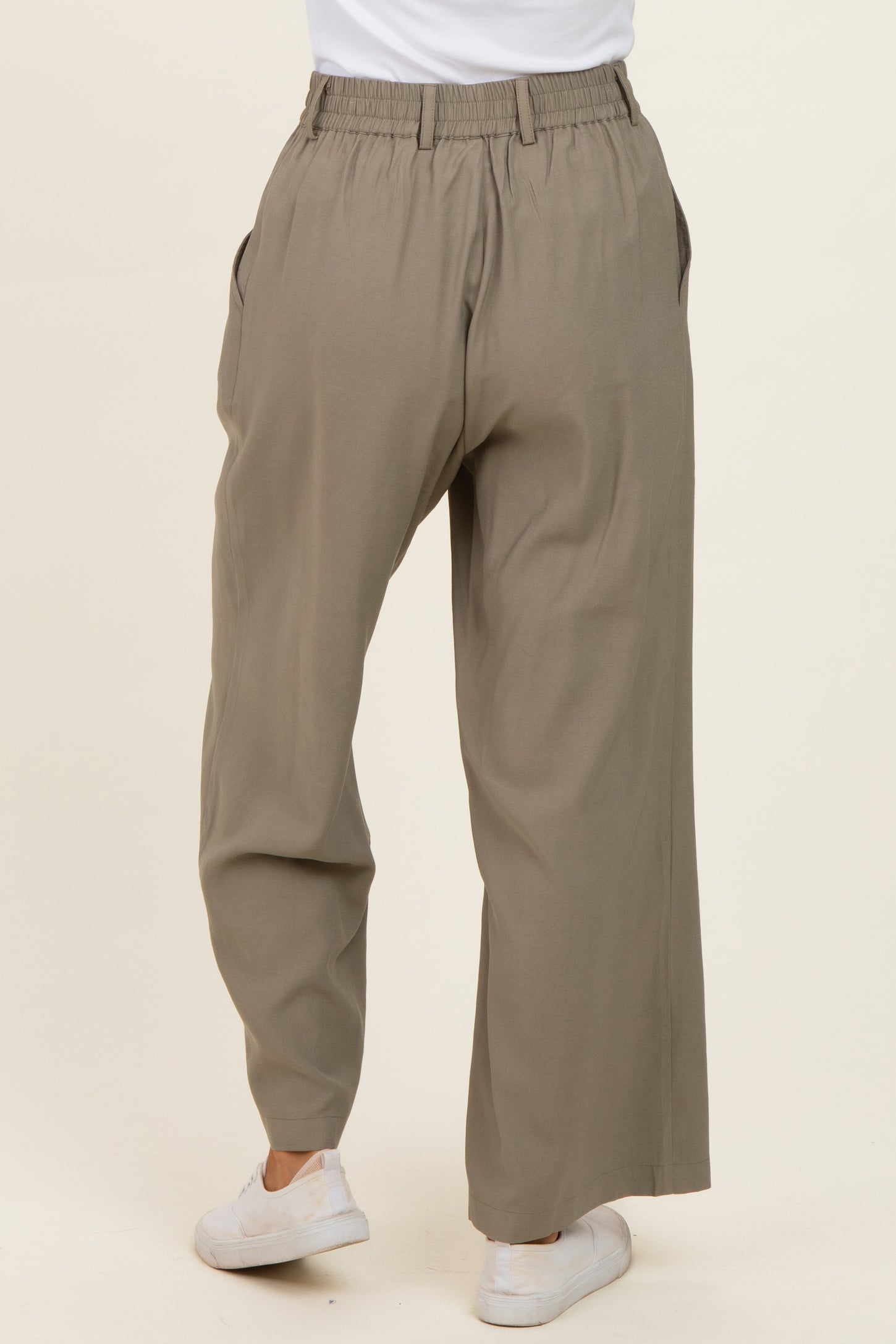 Olive Elastic Waistband Trousers