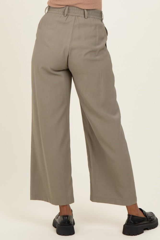 Olive Elastic Waistband Maternity Trousers
