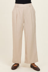 Beige Elastic Waistband Trousers