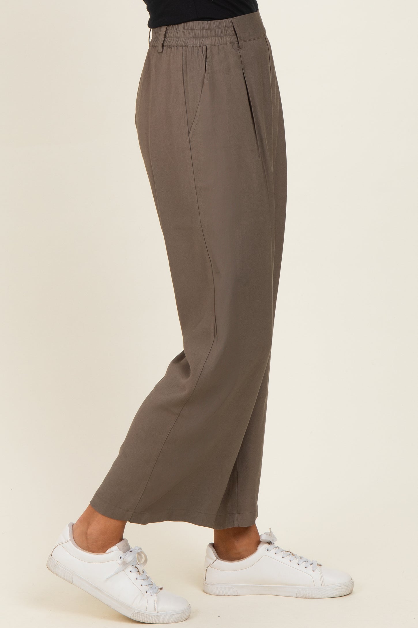 Mocha Elastic Waistband Trousers
