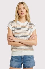 Navy Multicolor Striped Sweater Top