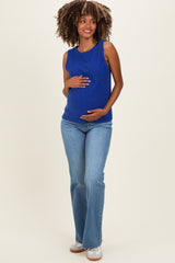 Royal Blue Sleeveless Knit Maternity Top