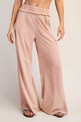 Dusty Pink Mineral Wash Wide Leg Pants