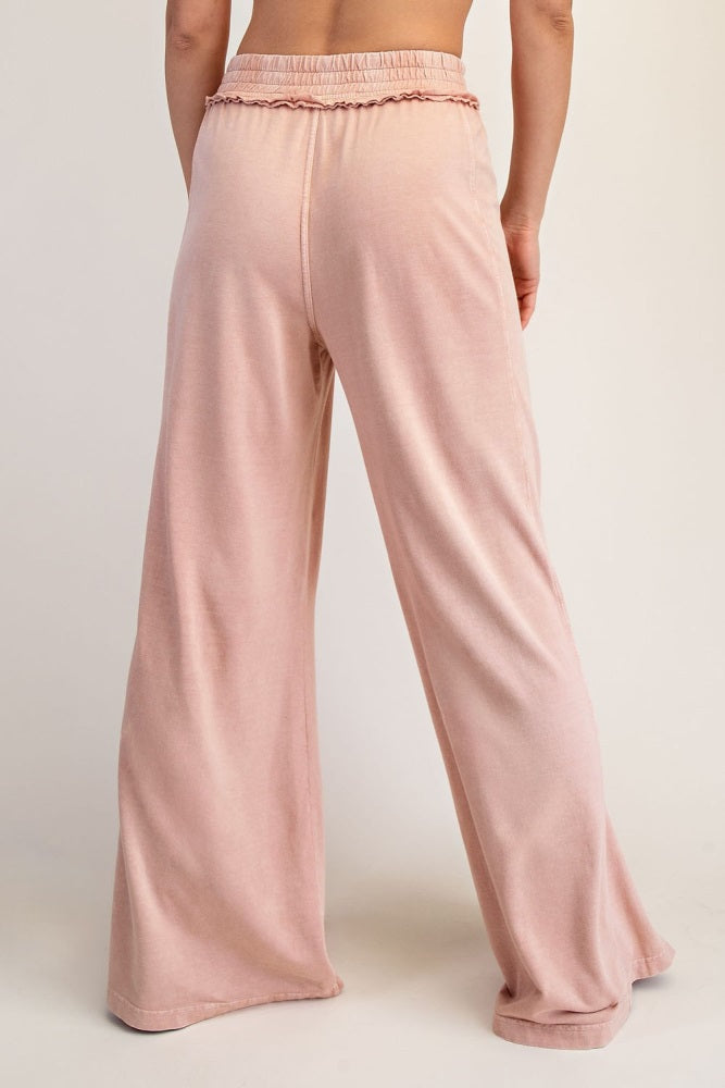 Dusty Pink Mineral Wash Wide Leg Pants