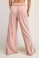 Dusty Pink Mineral Wash Wide Leg Pants