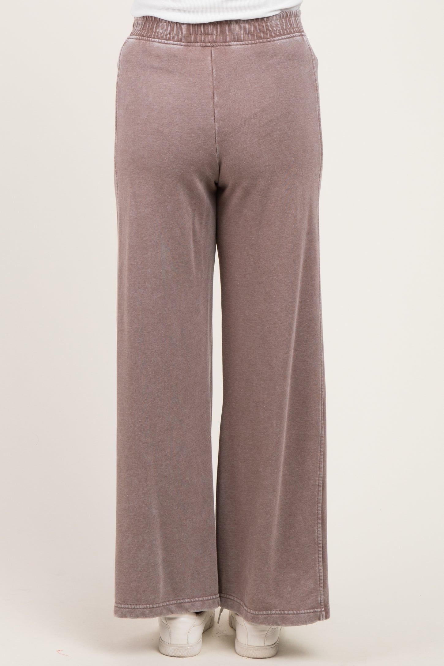 Mocha Mineral Wash Wide Leg Maternity Sweatpants