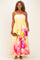 Light Yellow Floral Strapless Plus Maxi Dress